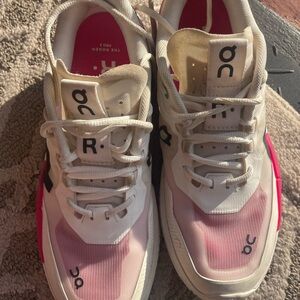 On Running Women's Cream and Pink Sneakers